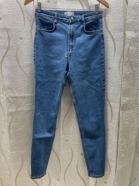 Zara Skinny Jeans Womens Size 8 Blue High Rise Distressed Denim